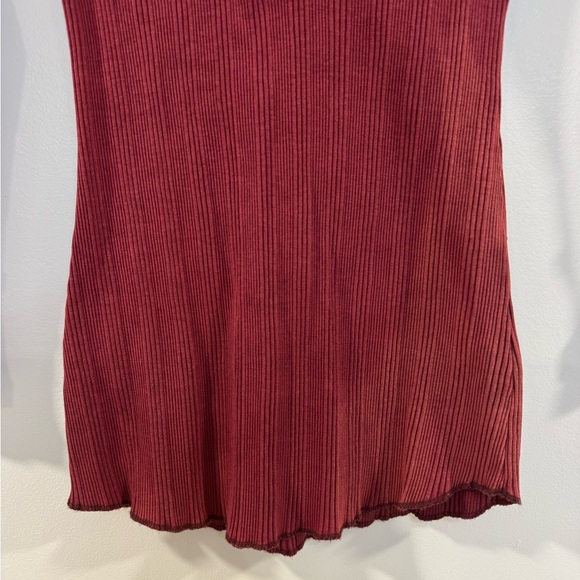 Free People We the Free Burgundy XS Ribbed Snap Henley Long Sleeve Tee Skater - Picture 5 of 9